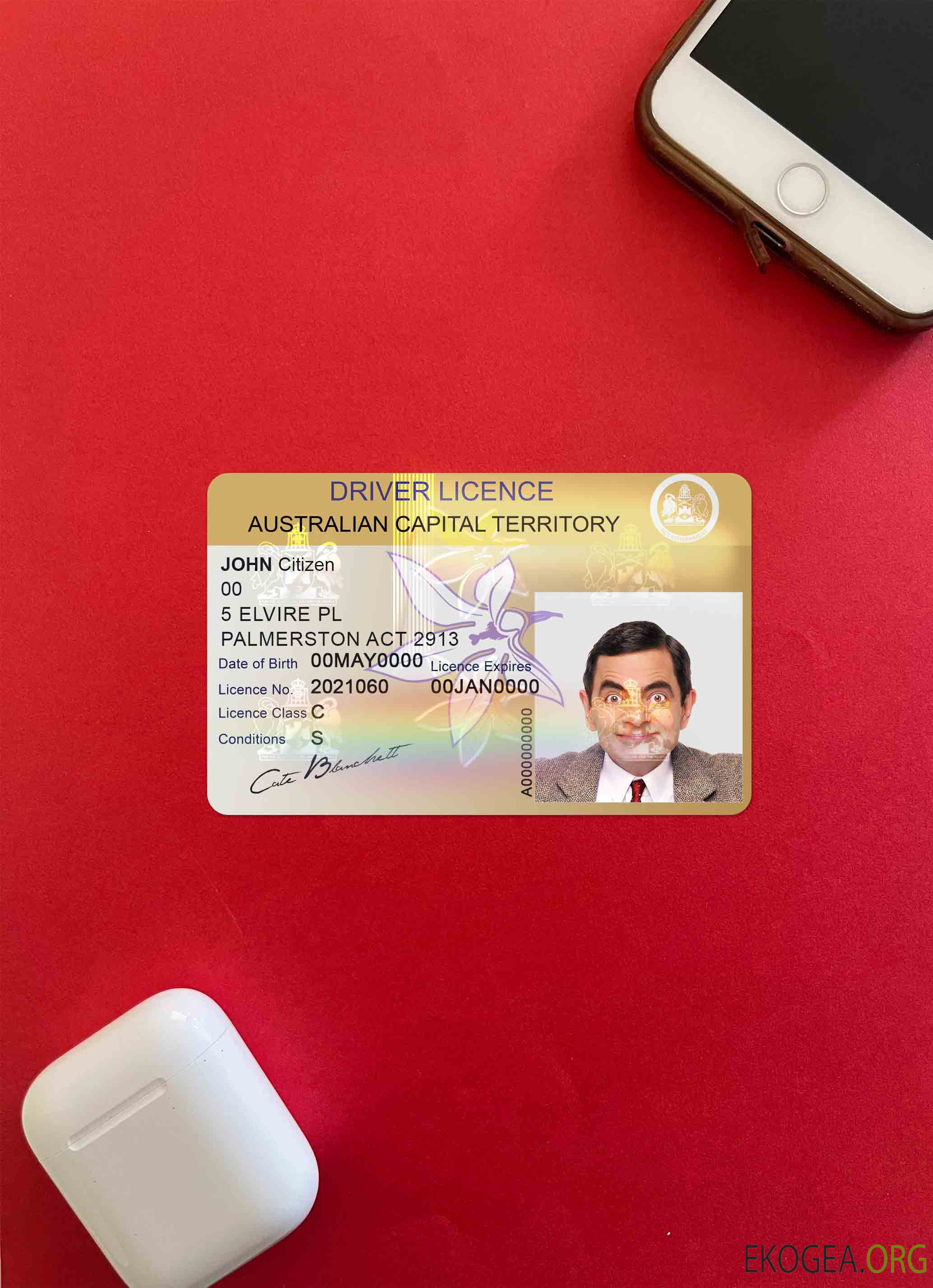 Australie Permis de conduire de l'État de la capitale photolook AVANT